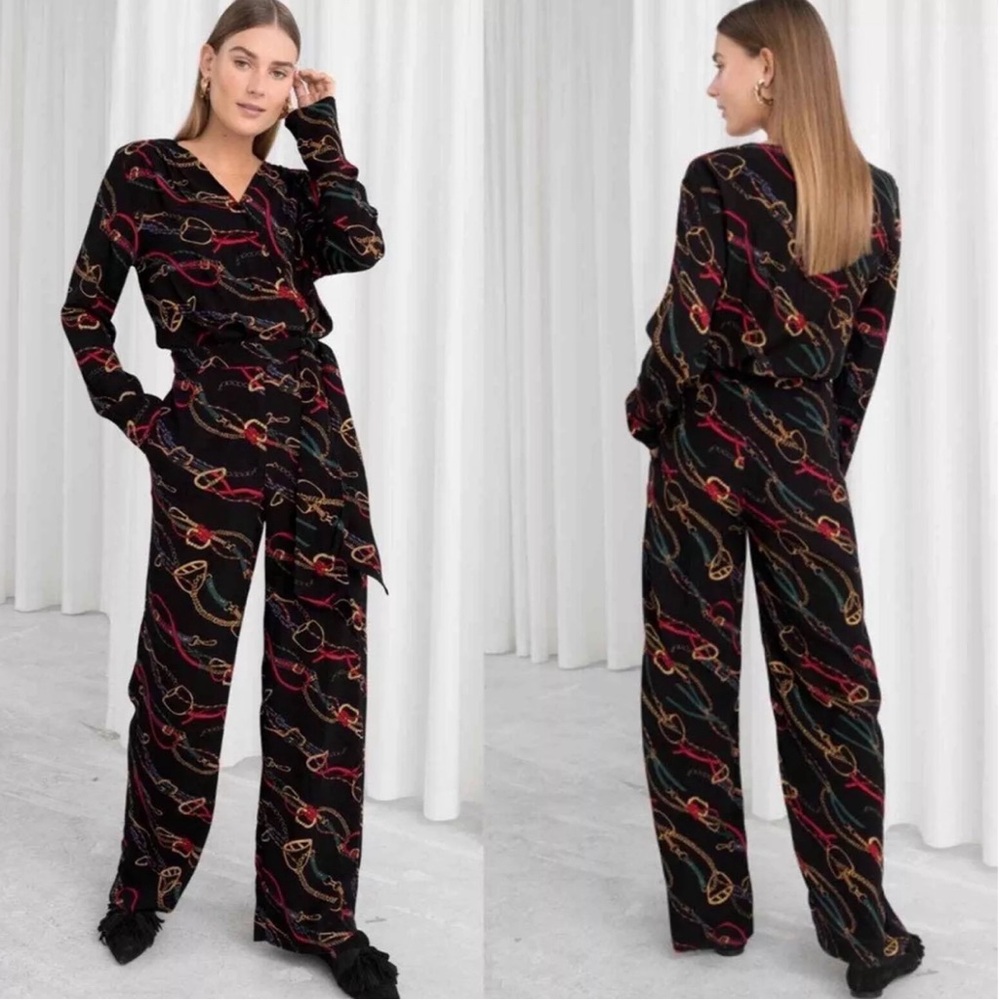 & Other‎ Stories - Chain Print Wrap Jumpsuit - Size 0 (NWT)